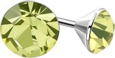 Aramat Jewels - Kristal Serie - Oorknopjes - Staal - Lichtgroen - 3mm - Delicate Ronde Oorbellen - Schitterend Accessoire - Unisex - Cadeau tip - Feestdagen - oorbel meisje