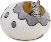 dieren Cave - Premium vilten kattengrot bed - wollen kattenbedden handgemaakt kitten grotten bed voor binnenkatten - gemaakt van 100% milieuvriendelijke merinowol, opvouwbare kat met Hidewawy overdekte