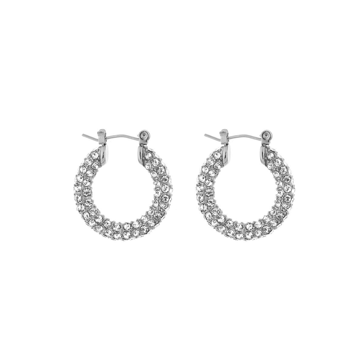 Oorringen- hoops- Shimmer- Strass- Glam- Sparkle- Feestelijk - Zilver