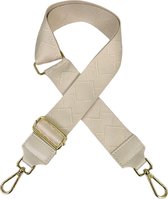 Qischa® Bag strap - Tassenriem - Schouderband - Schouderriem - Tassen Riem - Tas Hengsel - Verstelbare Riem - beige - gouden hardware