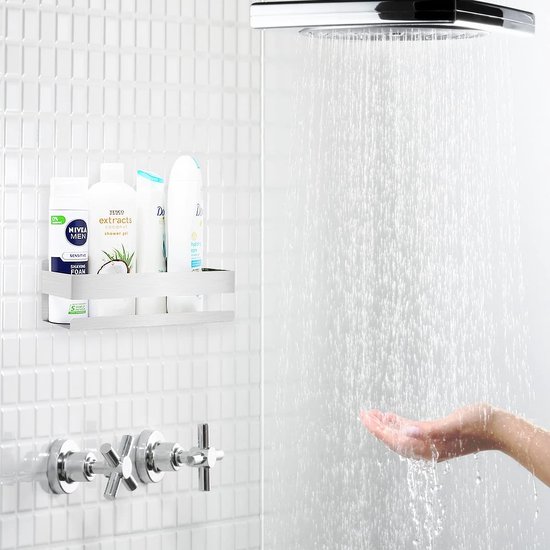 Neodrain Roestvrijstalen douchenis wandinzetstuk met plank verzonken dubbele nis doucheopslag voor badkamer 45 x 30 x 10 cm, zwart