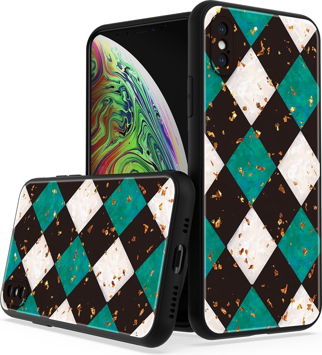 Silicone Hoesje Print - Backcover - Geschikt voor Apple iPhone Xs Max - Marmer Groen