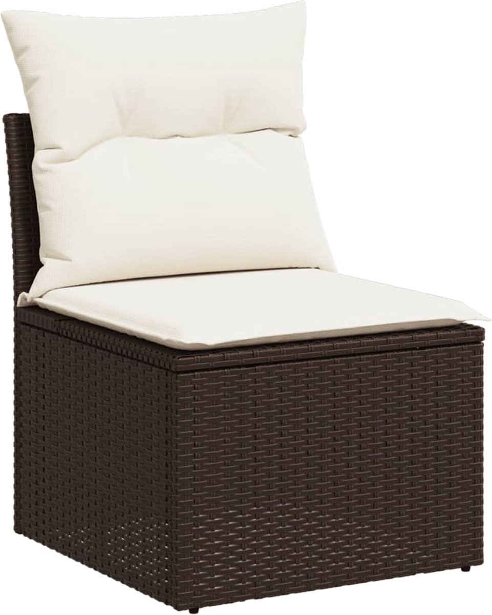vidaXL - Tuinstoel - zonder - armleuning - met - kussens - poly - rattan - bruin