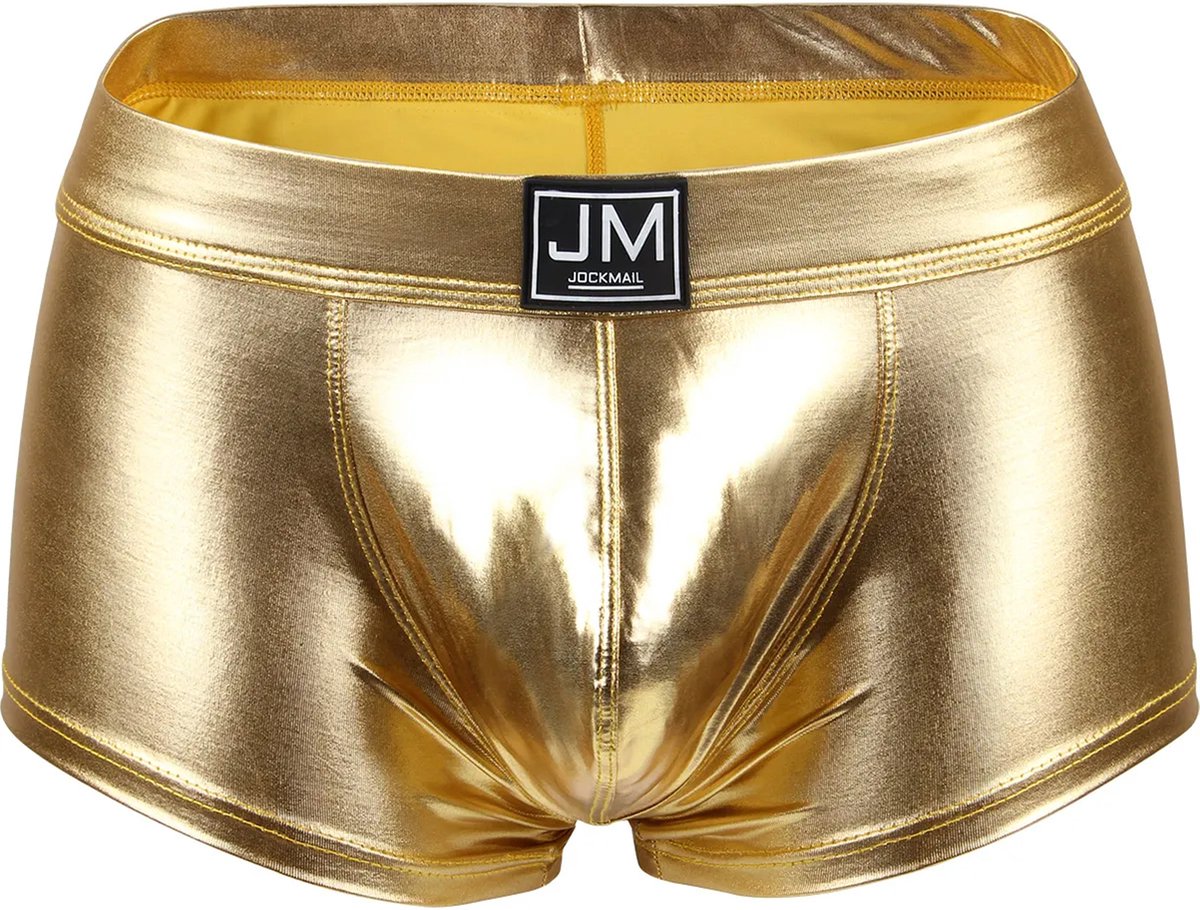 Goedkoopste BDSM Boxershort GOLD - Heren slip - PU Leder - Erotische mini short - Ondergoed - Mannen - Thema - Goud - Rollenspel
