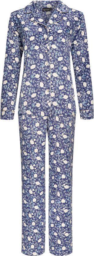 Pastunette dames Pyjama Satijn - Blue Flower - 50 - Blauw