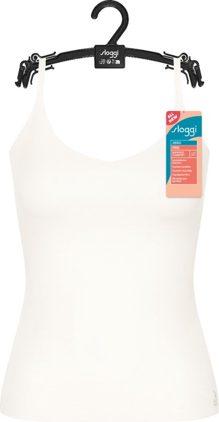 sloggi ZERO Feel 2.0 Spaghetti Top Maillot de Corps Femme - SOIE BLANC - Taille L