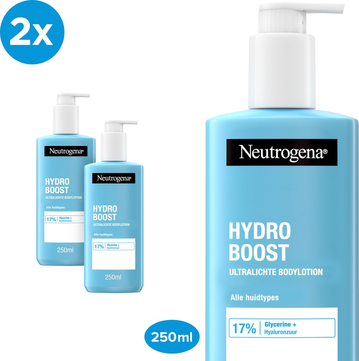 Goedkoopste Neutrogena® Hydro Boost Bodylotion Gel - verfrissende en ultralichte bodylotion - voor de normale tot droge huid - 2 x 250 ml