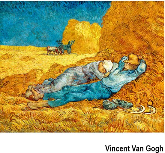 Allernieuwste.nl® Canvas Schilderij Vincent Van Gogh: RUST VAN HET WERK - Kunst aan je Muur - Kleur - 50 x 70 cm