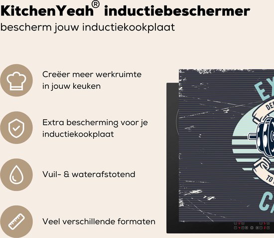 KitchenYeah® Inductie beschermer 81.2x52 cm - Gewichten - Sport - Retro - Kookplaataccessoires - Afdekplaat voor kookplaat - Inductiebeschermer - Inductiemat - Inductieplaat mat