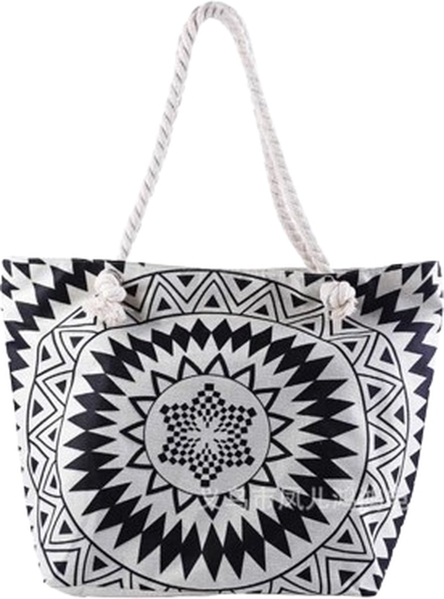 Strandtas Shopper Weekendtas Zwart-Wit
