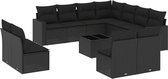 vidaXL - 12-delige - Loungeset - met - kussens - poly - rattan - zwart