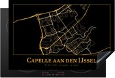 KitchenYeah® Inductie beschermer 76x51.5 cm - Kaart - Capelle aan den IJssel - Zwart - Goud - Kookplaataccessoires - Afdekplaat voor kookplaat - Inductiebeschermer - Inductiemat - Inductieplaat mat