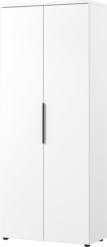 Hoge dichte kantoorkast Galileo Wit - Breedte 81 cm - Hoogte 197 cm - Diepte 40 cm - Met planken - Met openslaande deuren