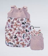 Poppen slaapzak | Butterflower | 37 - 45 cm - Roze / Bloemen / Vlinders slaapzak voor pop (poppenslaapzak voor o.a. Baby Born en Baby Annabell)
