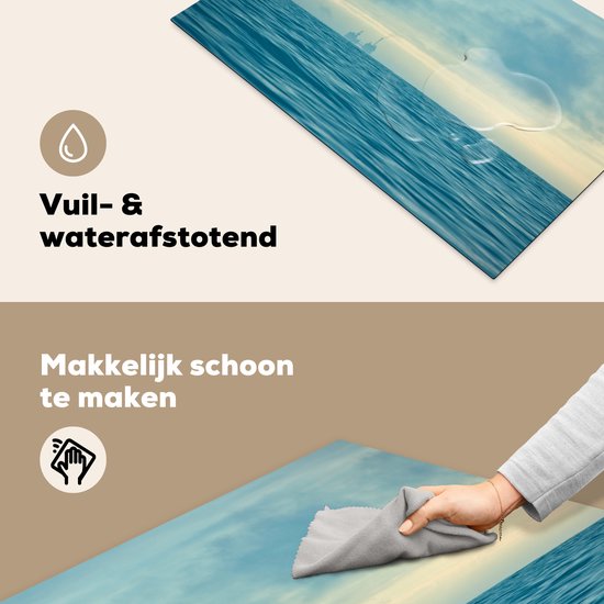 KitchenYeah® Inductie beschermer 81x52 cm - Noordzee - Mist - Water - Kookplaataccessoires - Afdekplaat voor kookplaat - Inductiebeschermer - Inductiemat - Inductieplaat mat