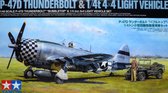 1:48 Tamiya 25214 Republic P-47D Thunderbolt Bubbletop & 1/4 ton 4x4 Light Vehicle Set Plastic Modelbouwpakket