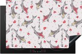 KitchenYeah® Inductie beschermer 81.6x52.7 cm - Vis - Koi - Bloemen - Patronen - Kookplaataccessoires - Afdekplaat voor kookplaat - Inductiebeschermer - Inductiemat - Inductieplaat mat - Keuken decoratie