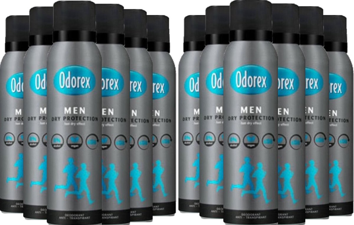 Goedkoopste Odorex Deospray Men - Dry Protection - Voordeelverpakking 12 x 150 ml