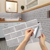 Keuken tegelstickers, 12 stuks mozaïek tegelstickers 15x30cm badkamer zelfklevende tegeldecoratie stickers baksteen voor keuken eetkamer badkamer tegelfolie decoratie