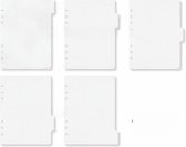 A5 Tabbladen / Dividers Set van 5 - Kraft Wit 220gr Karton geschikt voor 6-Rings Losbladige Organizers + GRATIS Clip Liniaal / Bladwijzer