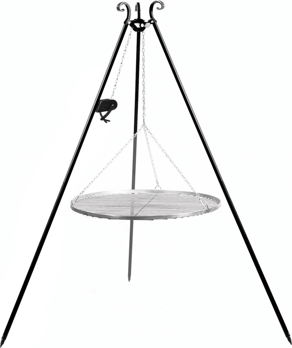 CookKing Grill Tripod Zwart 180 cm Roestvrij Stalen Rooster 70 cm