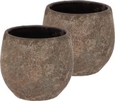 DK Design Bloempot Maya - 2x - roestbruin - D14 x H16 cm - rustiek