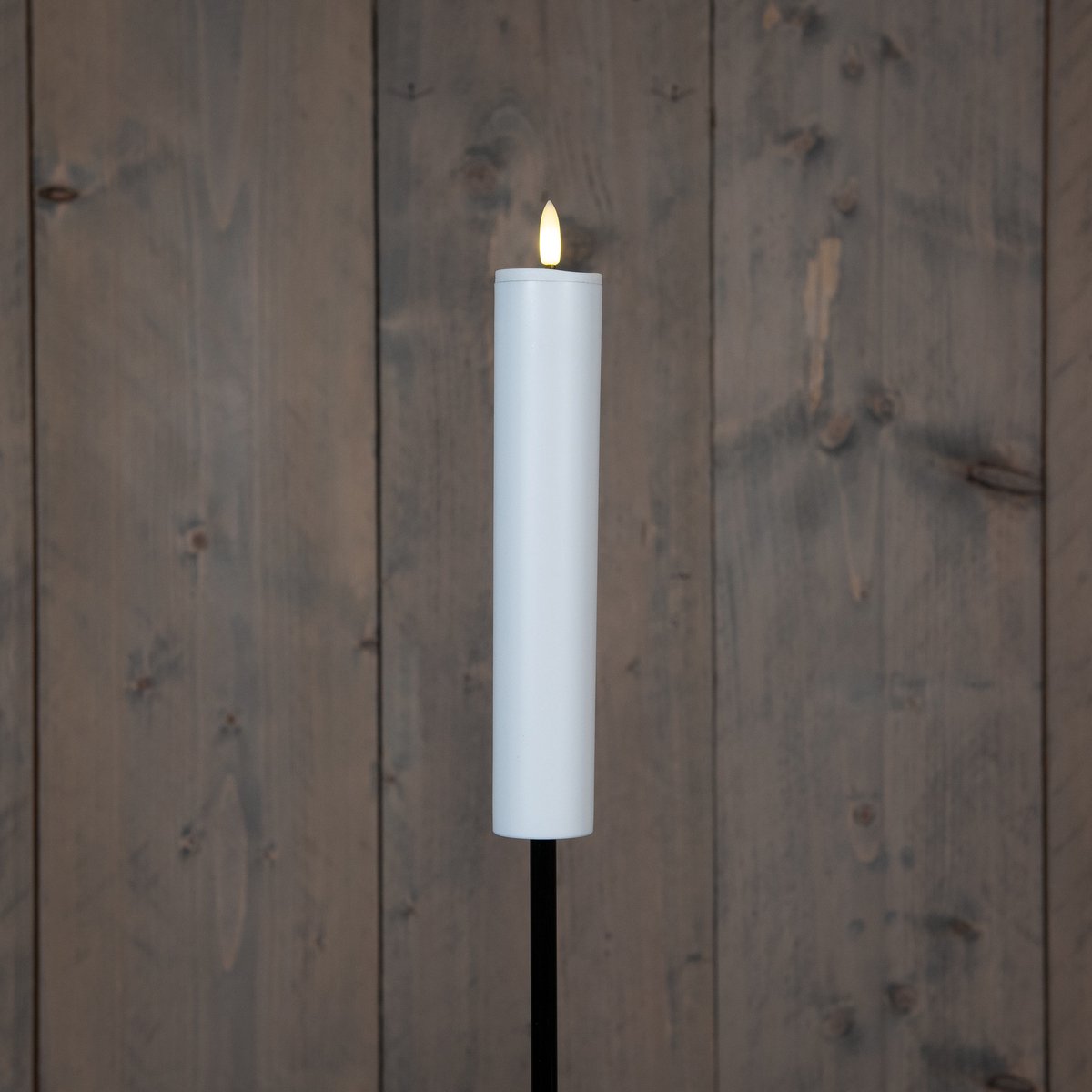Anna Collection solar kaars fakkel - wit - tuinsteker - H76 cm - 3D lont - tuinlamp