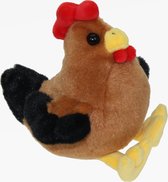 Pluche kip knuffel - 15 cm - multi kleuren - met 10x kuikens van 5 cm - kippen familie - Pasen decoratie/versiering