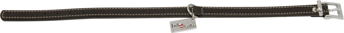 Jack and Vanilla Nappa Halsband / Hondenhalsband - Echt Leder - Bruin-Antraciet - Breedte: 1,4 cm - Nekomtrek: 14,5 - 18 cm (GELIEVE ALVORENS BESTELLEN EVEN OPMETEN)