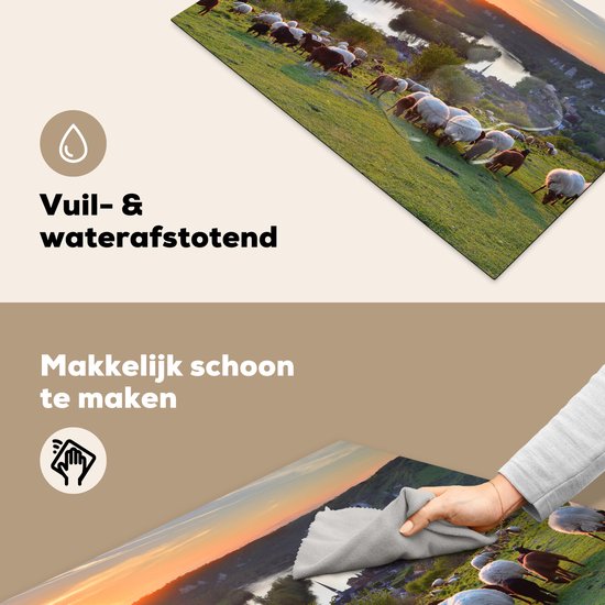 KitchenYeah® Inductie beschermer 81x52 cm - Zonsondergang in Normandië - Kookplaataccessoires - Afdekplaat voor kookplaat - Inductiebeschermer - Inductiemat - Inductieplaat mat