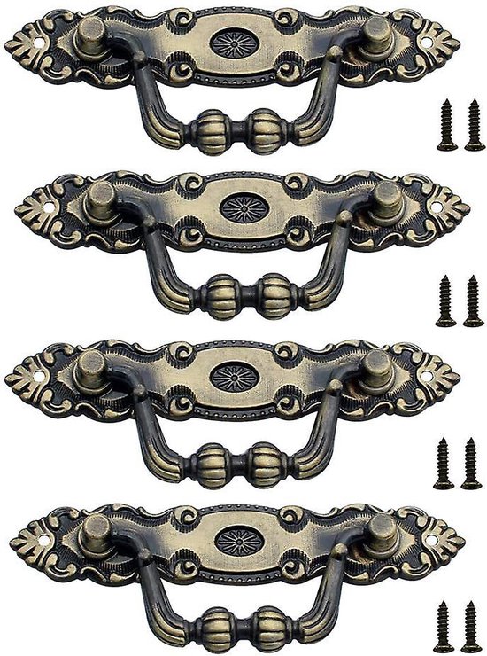 6x meubelgreep vintage, handgreep antiek voor kasten & lades, gietijzer, 20 cm lang, grijs