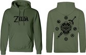 Uniseks Hoodie The Legend of Zelda Logo and Shield Groen - M