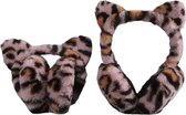 Oorwarmers kind - winter - warm - meisjes - kattenoortjes - leopard - roze/bruin