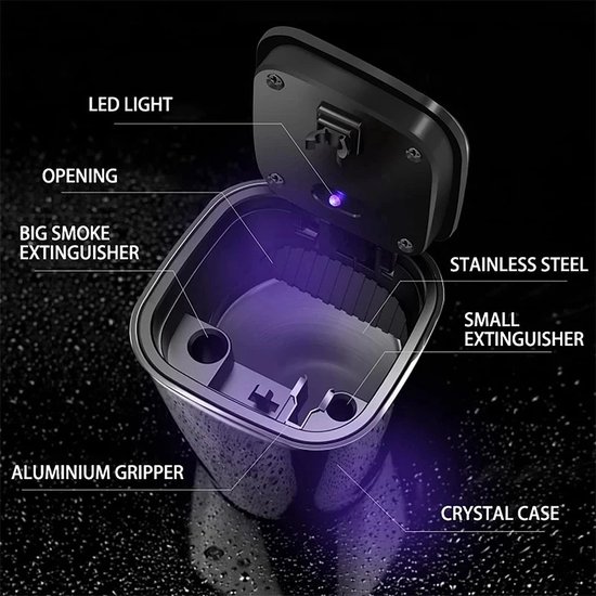 Auto Asbak + LED Light - Geurbestendig - Vlambestendig - Car Ashtray