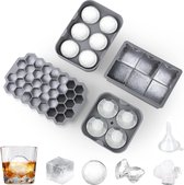 IJsblokjesvorm siliconen ijsblokjeshouder met deksel, set van 4, gemakkelijk los te maken, geschikt voor whisky-cocktails en sappen enz