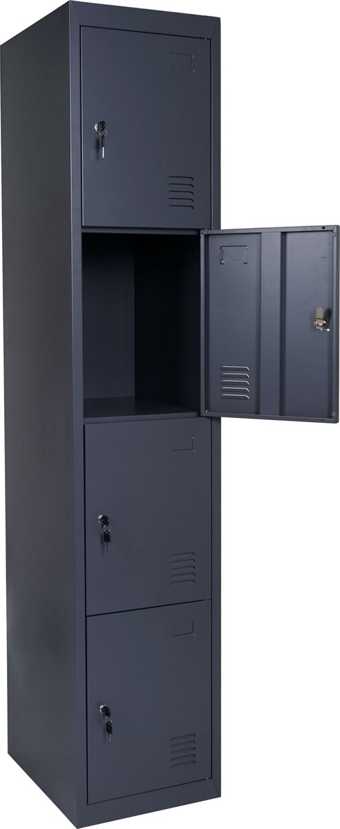 Cosmo Casa Locker - Lockerkast - Waardevolle Spullen Locker - Metaal - 180x38x45cm - Antraciet