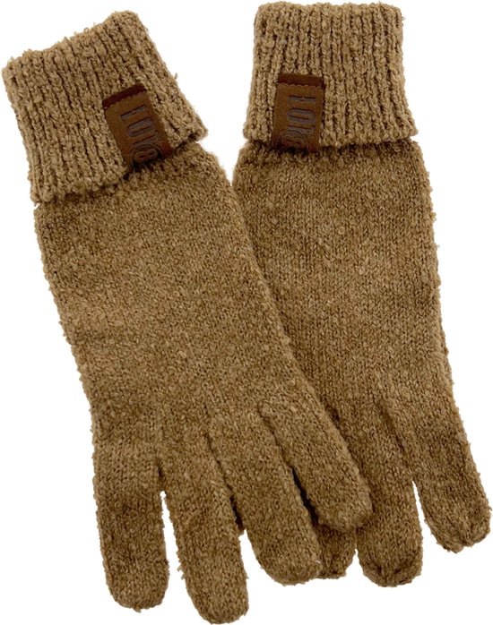 LOT83 Handschoen Roos - Vegan leren label - Handschoenen dames - Gloves - Camel - 1 Size fits all