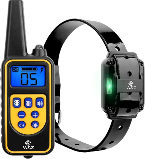 Collier anti-aboiement W&Z avec télécommande - 3-60KG - Respectueux des animaux - Sans choc - Vibration / Audio/ Lumière - Collier anti-aboiement - résistant à l'eau