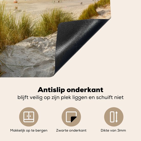 KitchenYeah® Inductie beschermer 59x51 cm - Strand - Zee - Vogels - Kookplaataccessoires - Afdekplaat voor kookplaat - Inductiebeschermer - Inductiemat - Inductieplaat mat
