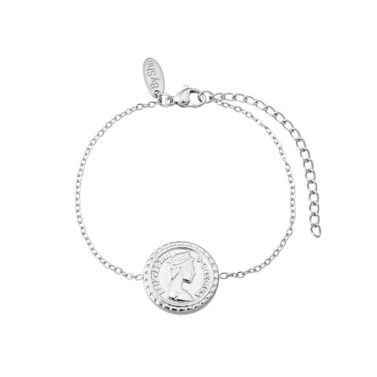 By Shir Armband edelstaal munt zilver