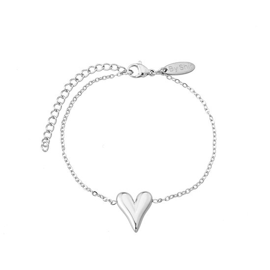 By Shir Armband edelstaal charm hart zilver
