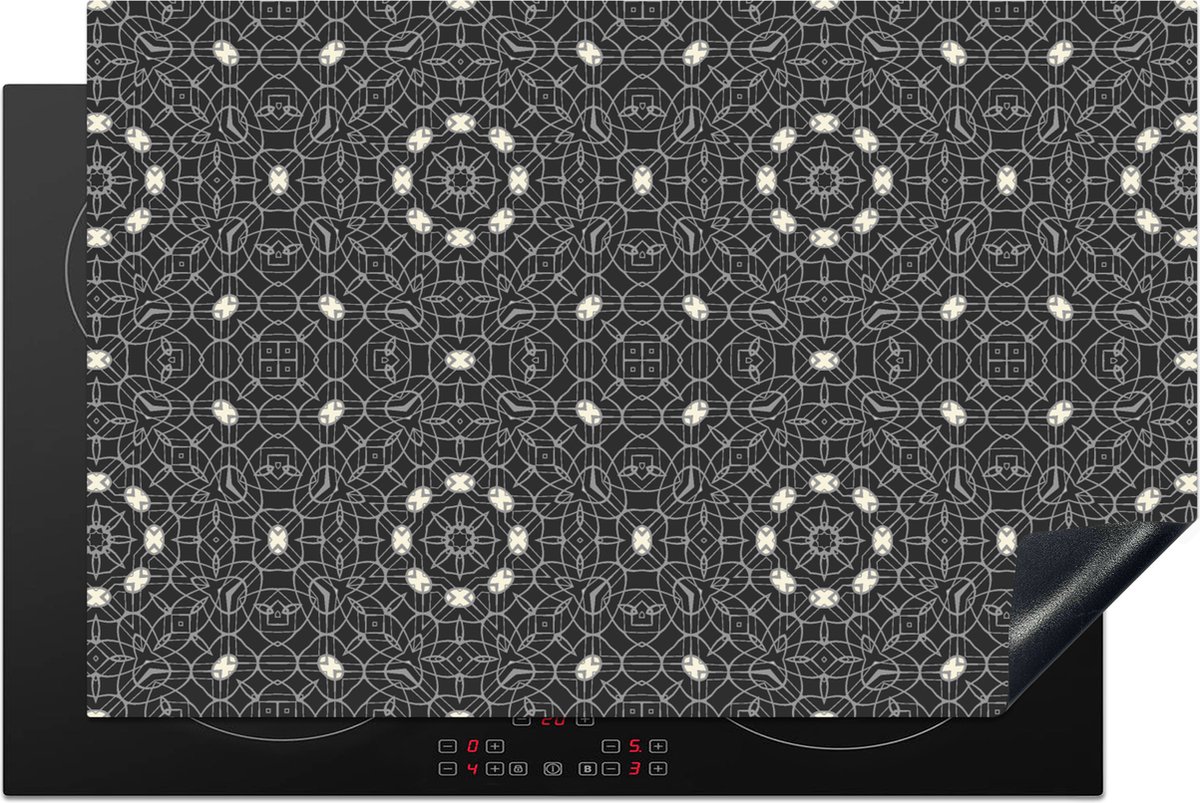 KitchenYeah® Inductie beschermer 80.2x52.2 cm - Patronen - Zwart Wit - Ornament - Kookplaataccessoires - Afdekplaat voor kookplaat - Inductiebeschermer - Inductiemat - Inductieplaat mat