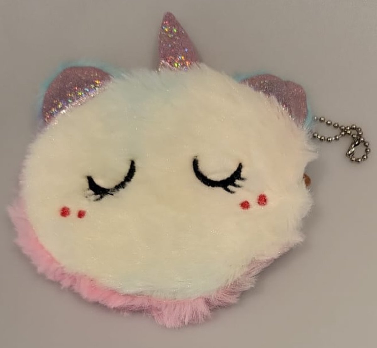 Portemonnee Dames - Portefeuille Meisjes - Portemonnee Kinderen - Knuffel zachte fluffy Unicorn mixed colour - 11 x 11 CM - Handig voor bijv. klein geld, munten, sleutel, lippenstift, etc. Voor uzelf of Bestel een Cadeau.