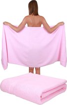 Saunahanddoeken, 2 stuks, 100% katoen, badstof, XXL badhanddoek strandlaken, afmetingen 80 x 200 cm, kleur roze