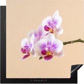 KitchenYeah® Inductie beschermer 78x78 cm - Witte en roze orchidee - Kookplaataccessoires - Afdekplaat voor kookplaat - Inductiebeschermer - Inductiemat - Inductieplaat mat