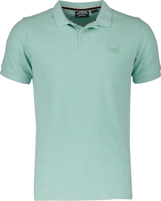 Superdry - Piqué Poloshirt Melange Lichtgroen - Modern-fit - Heren Poloshirt Maat XL