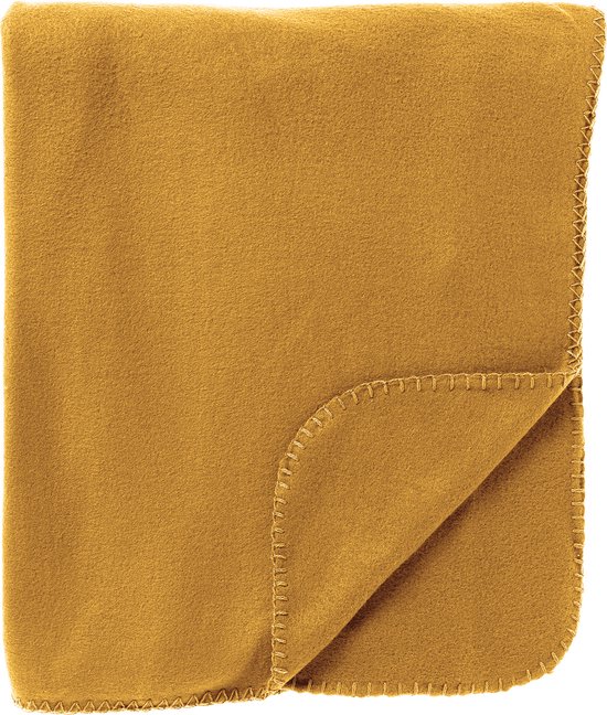 DEX - plaid 130x160 cm - fleece deken - zacht en dun - Golden Glow - geel