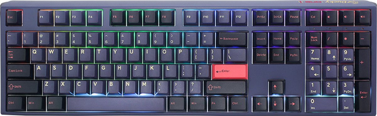 Ducky One 3 Cosmic Blue - Toetsenbord - Cherry MX Brown - RGB - Double-shot PBT, Hot-swappable - QUACK Mechanics - US Internationaal Qwerty - Donkerblauw