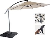 Cosmo Casa Deluxe Zweefparasol - Parasol - Rond Ø 3m - Polyester - Aluminium/Staal - 14kg - Roomwit - Met Standaard