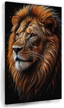 Leeuw - Natuur schilderijen - Schilderijen canvas leeuwen - Muurdecoratie klassiek - Schilderijen op canvas - Slaapkamer wanddecoratie - 50 x 70 cm 18mm